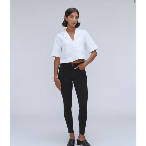 NWT Everlane The Mid-Rise Skinny Stretch Jean In Black Size 28 - Picture 1 of 9
